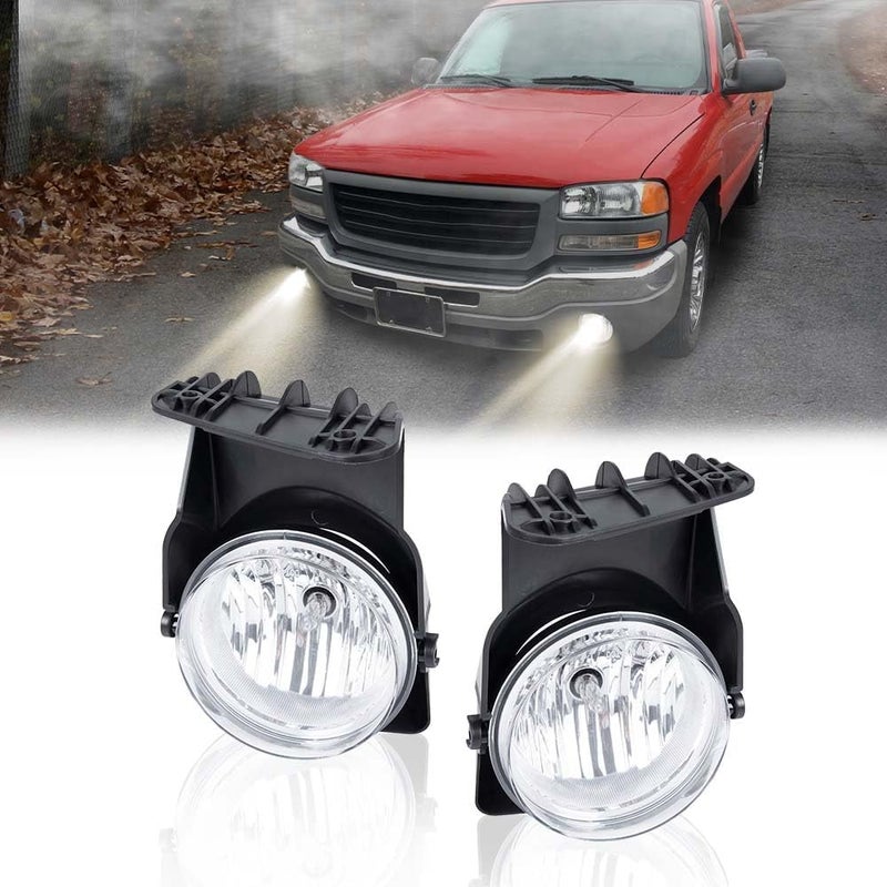 DOTCOM Bumper Fog Lights Driving Lamps Assembly Compatible with GMC Sierra 1500 2500 HD 3500 2003-2006/2007 Sierra Classic(Not fit for Denali|C3 Models),GM2592154, GM2593154 Pair Clear Lens - Image 2